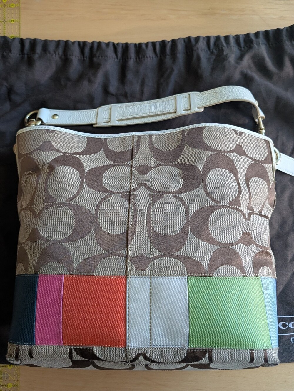 Coach Colorblock Monogram Shoulder Tote Bag